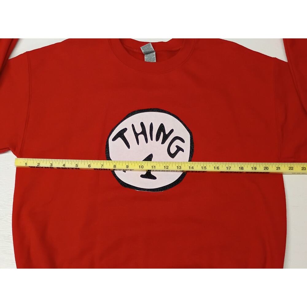 Gildan (Medium) Red Seuss Landing Thing 1 Theme Sweatshirt - Picture 4 of 10